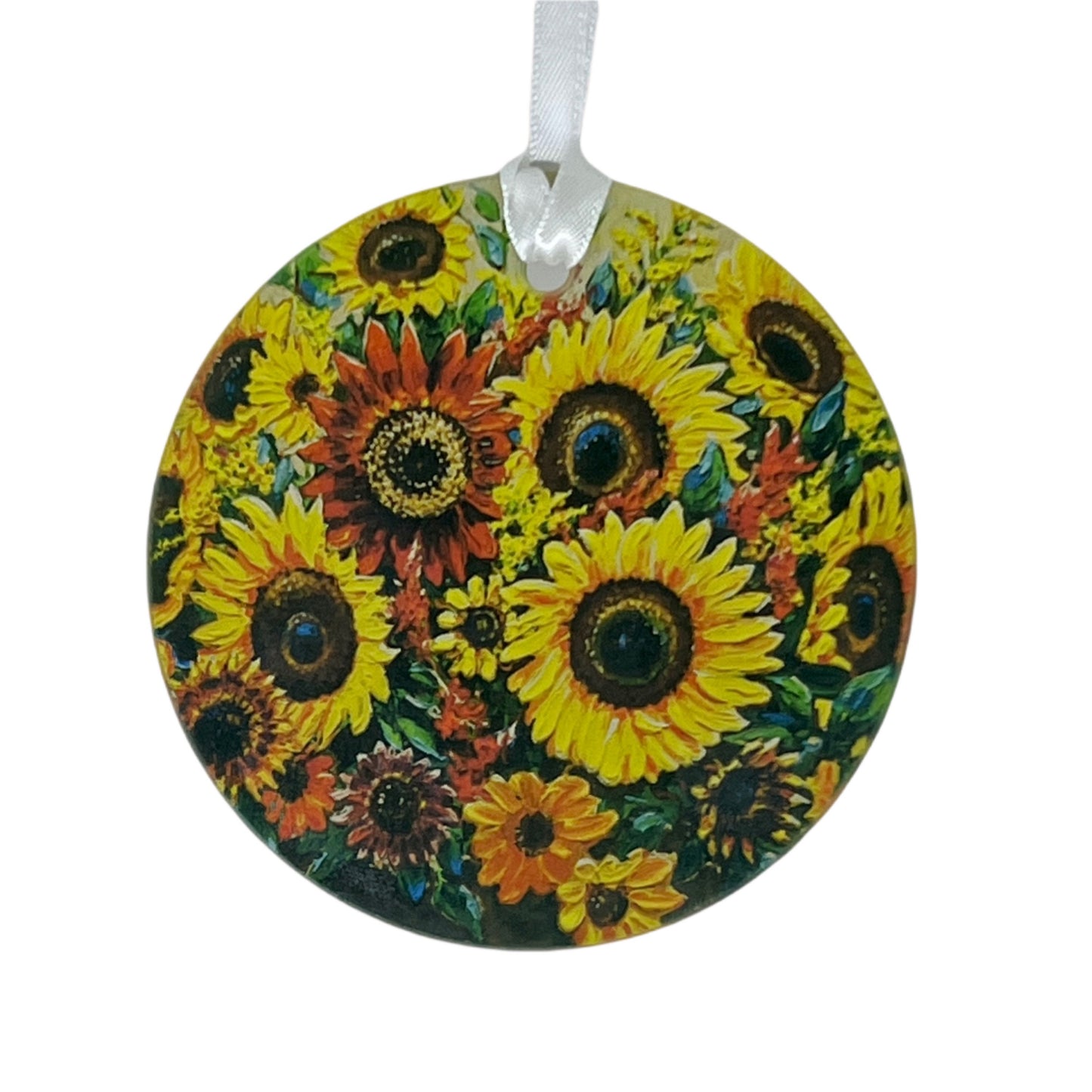 Nataliia Sytnyk “Bouquet of Sunflowers” Painting inspired Glass Ornament / Suncatcher