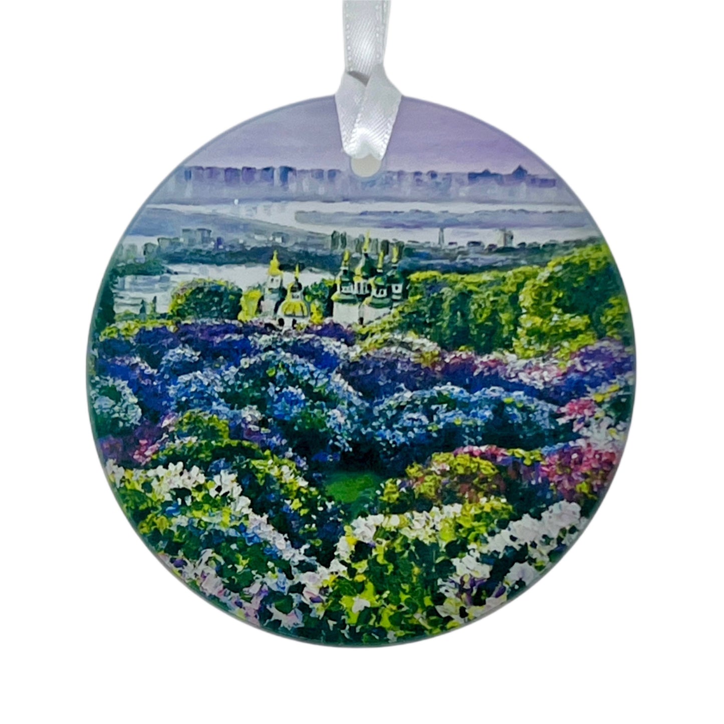 Nataliia Sytnyk “Lilac Haze. Kyiv” Painting Inspired Glass Ornament / Suncatcher