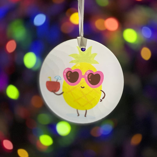 Little Yellow Pineapple Glass Ornament / Suncatcher