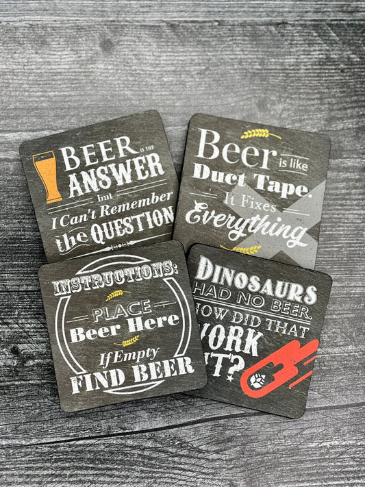 Rubber Coasters - Set of 4 - Funny Beer Coasters