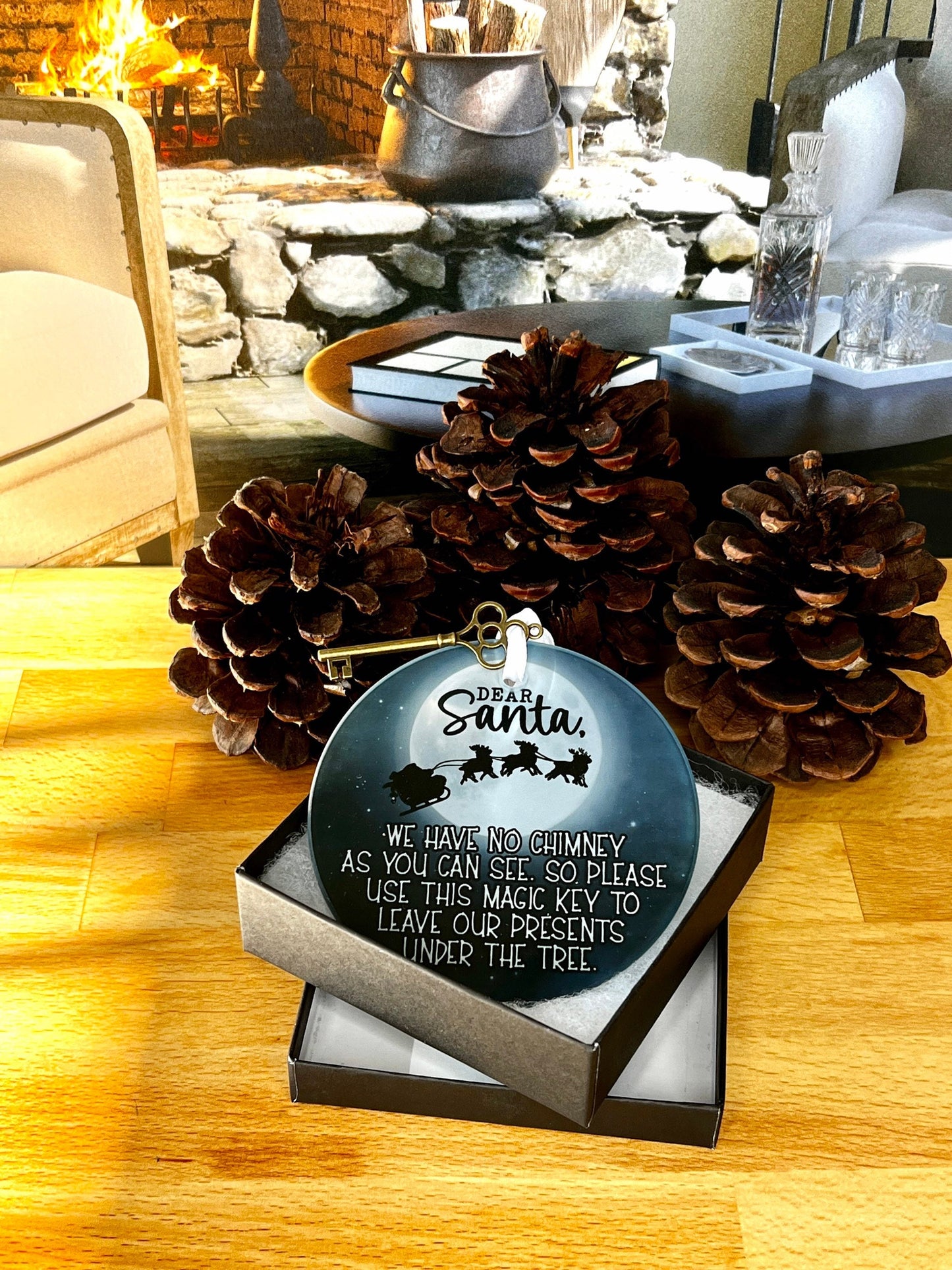 Santa’s Magic Key Glass Ornament / Suncatcher