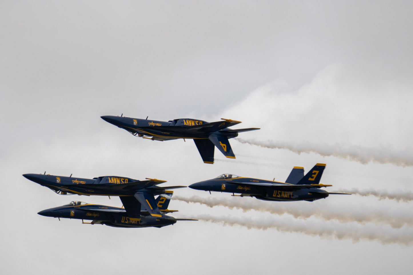 Blue Angels Upside Down Formation of 4  over NAS Oceana, Virginia Beach, Photo Print