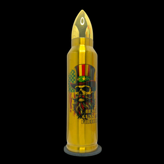Beards, Guns and Freedom-Come and Take It-32oz Bullet Tumbler-Gold