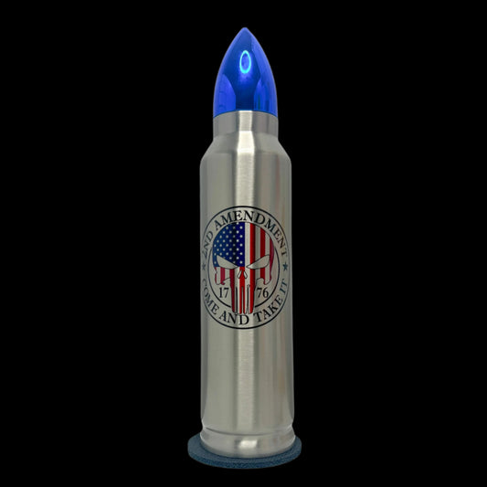 Second Amendment-Come and Take It 32oz Bullet Tumbler-Silver/Blue