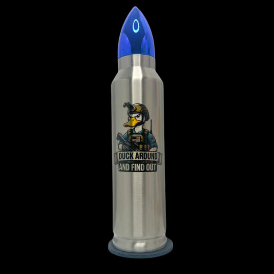 Duck Around and Find Out 32oz Bullet Tumbler-Silver/Blue
