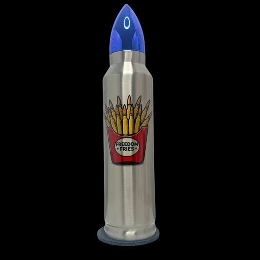 Freedom Fries 32oz Bullet Tumbler-Silver/Blue