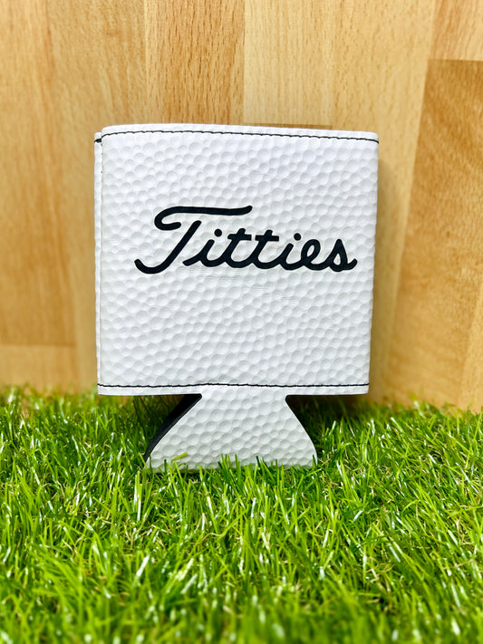 "Titties" Leather Can Koozie – Golf Ball Texture