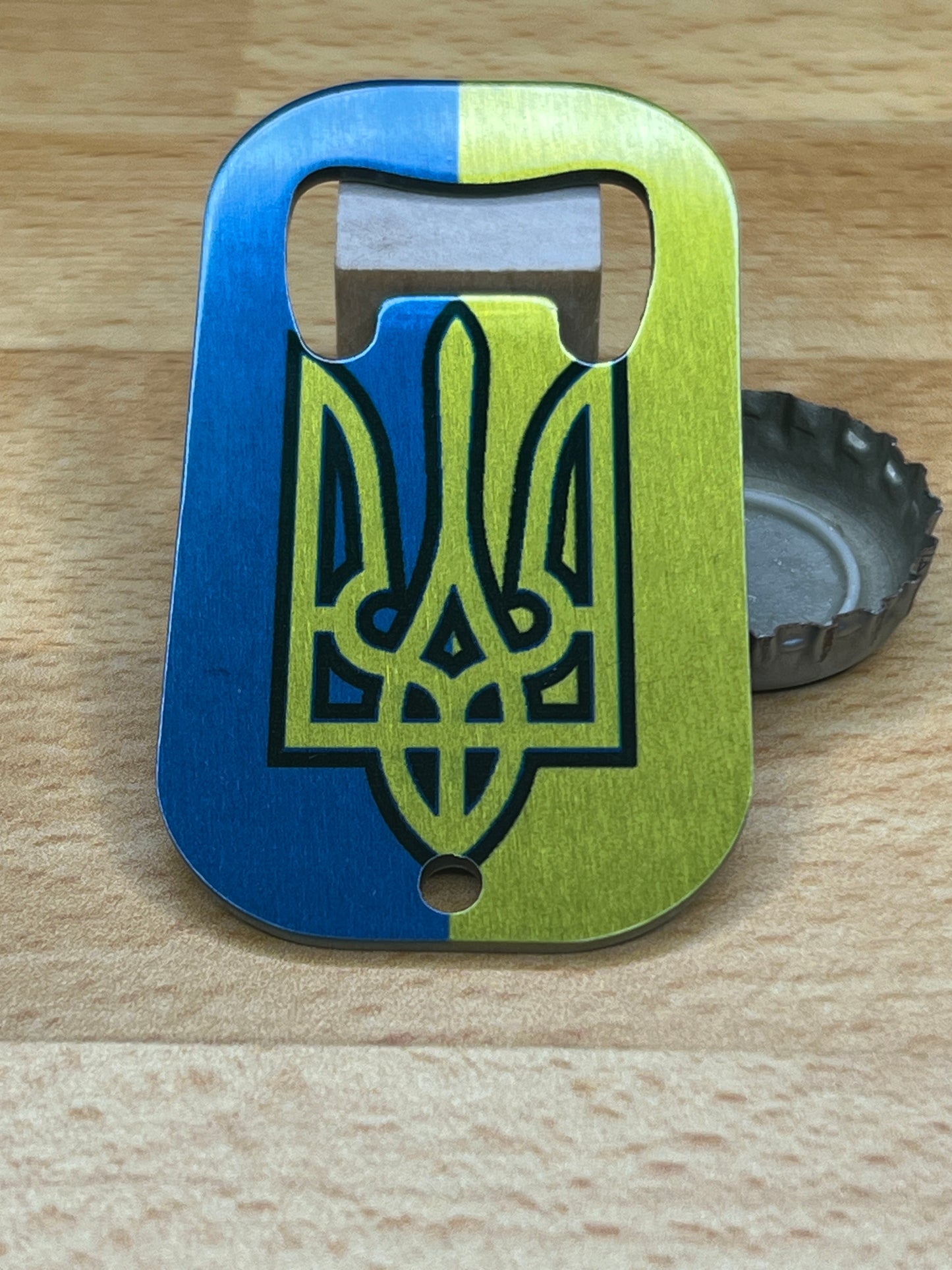 Ukrainian Tryzub Blue-Yellow Bottle Opener