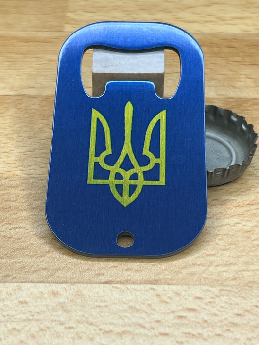 Ukrainian Tryzub Yellow on Blue Bottle Opener