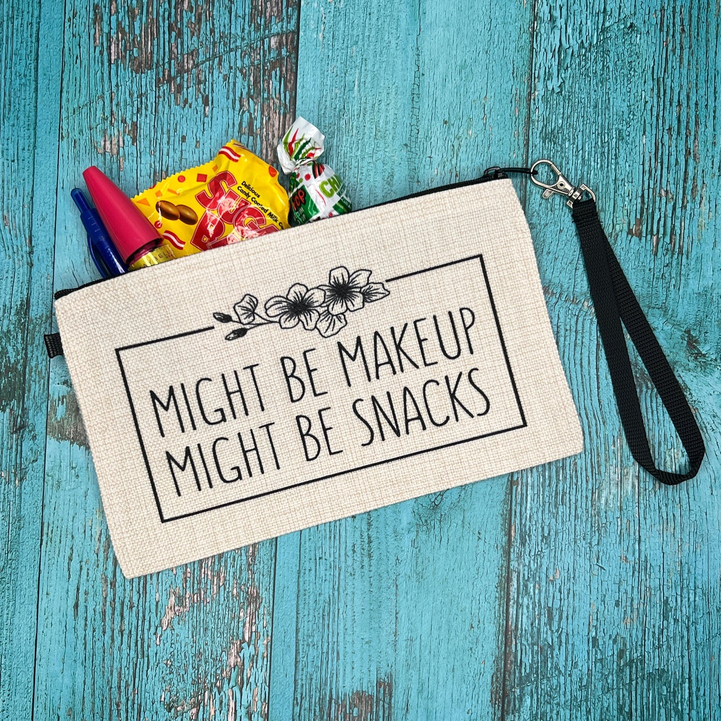 "Might be Makeup, Might be Snacks" Makeup Bag