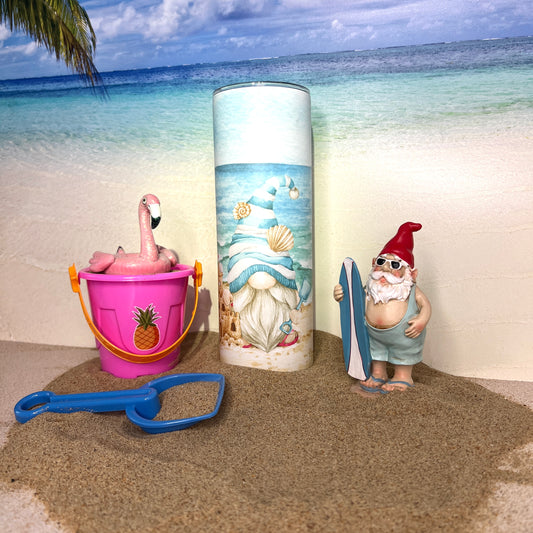 Gnome on the Beach Glow in the Dark 20oz Stainless Steel Tumbler