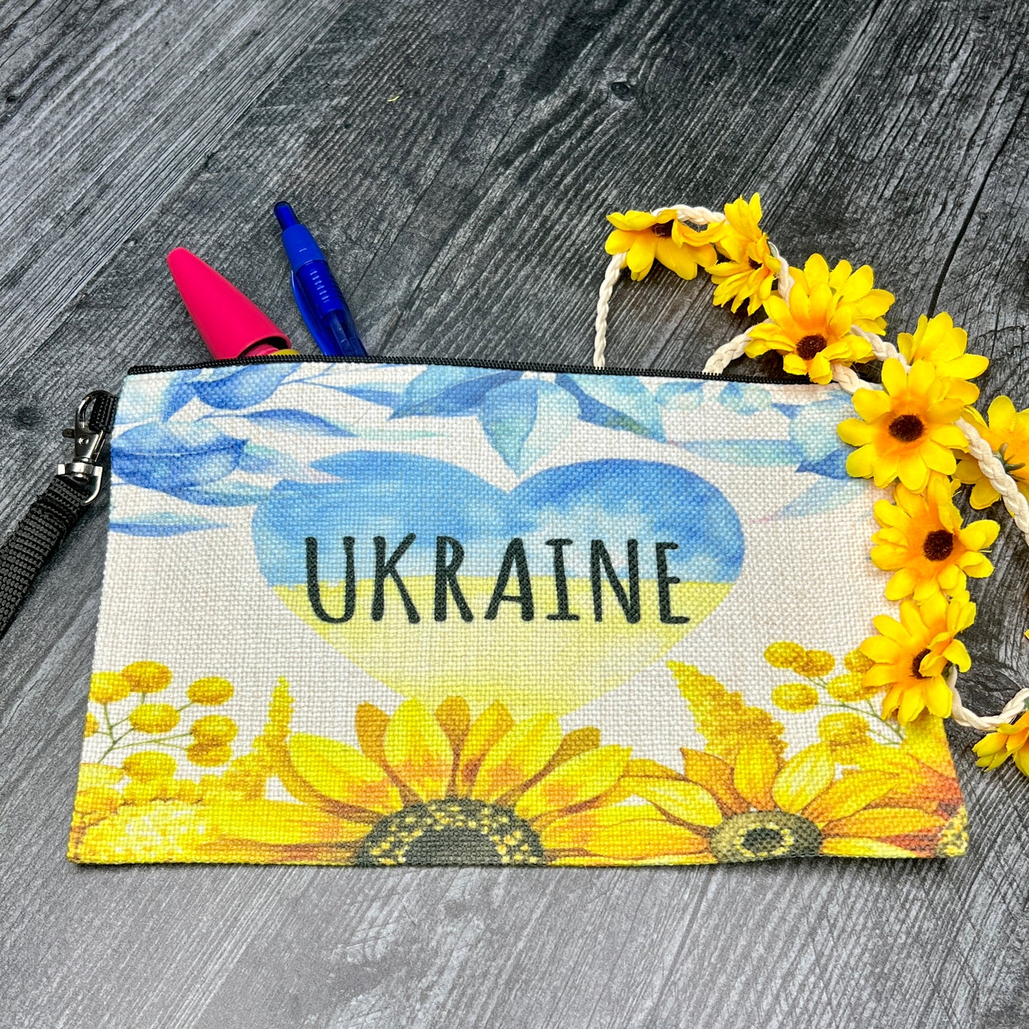 Ukrainian Sunflower Makeup Bag