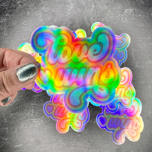 "Love Wins" Holographic Waterproof Sticker Decal