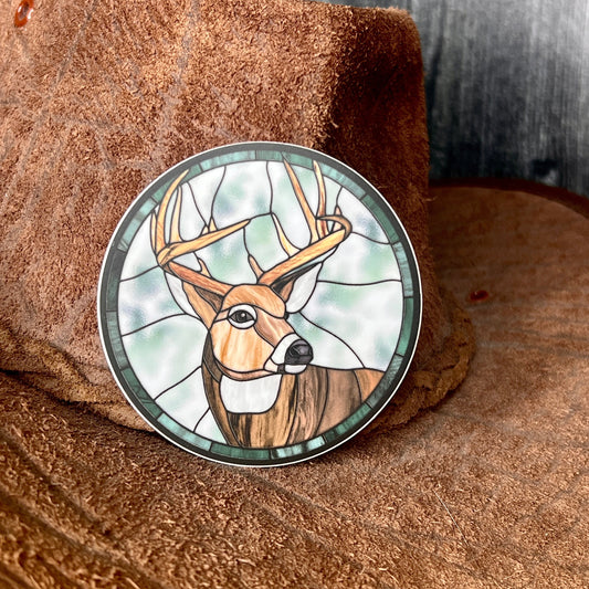 Buck Stained Glass Design Waterproof Sticker Decal