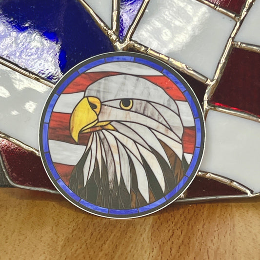 Bald Eagle Stained Glass Design Waterproof Sticker Decal