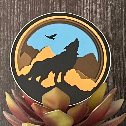 Desert Wolf at Sunset Waterproof Sticker Decal