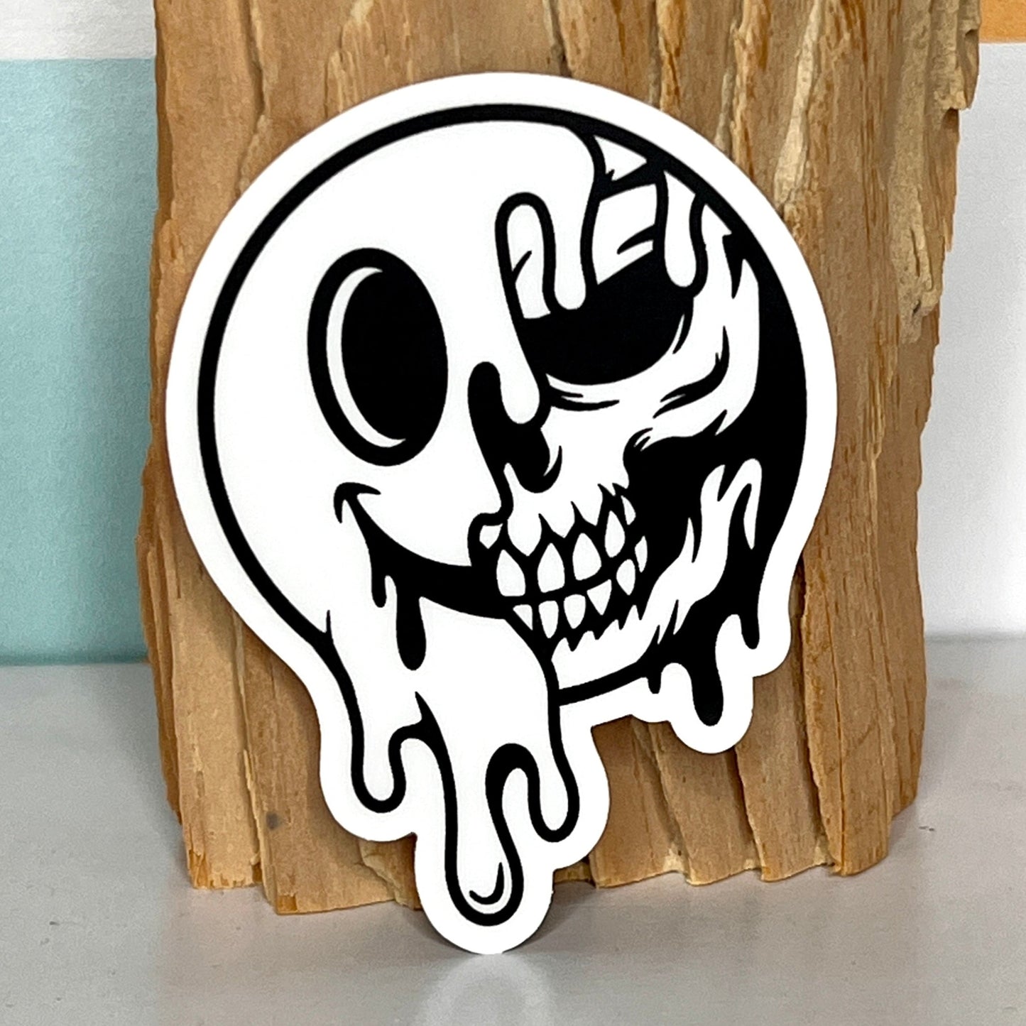 Dripping Skeleton Smiley Face Waterproof Sticker Decal