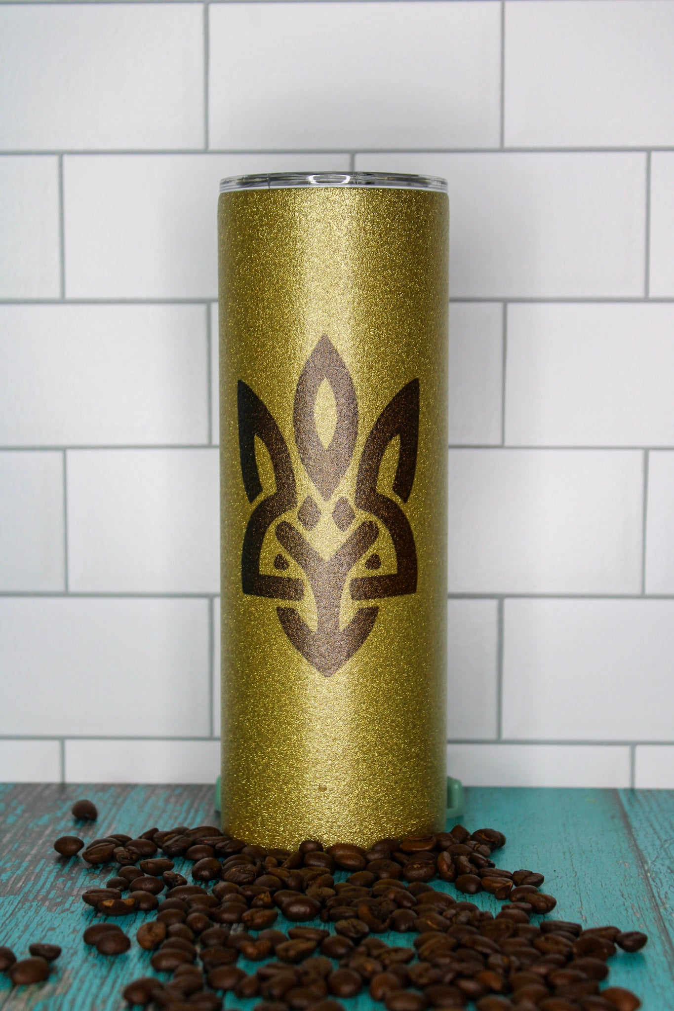 Ukrainian Tryzub Gold Glitter 20oz Stainless Steel Tumbler