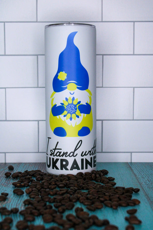 I Support Ukraine Gnome Glow in the Dark  20oz Stainless Steel Tumbler