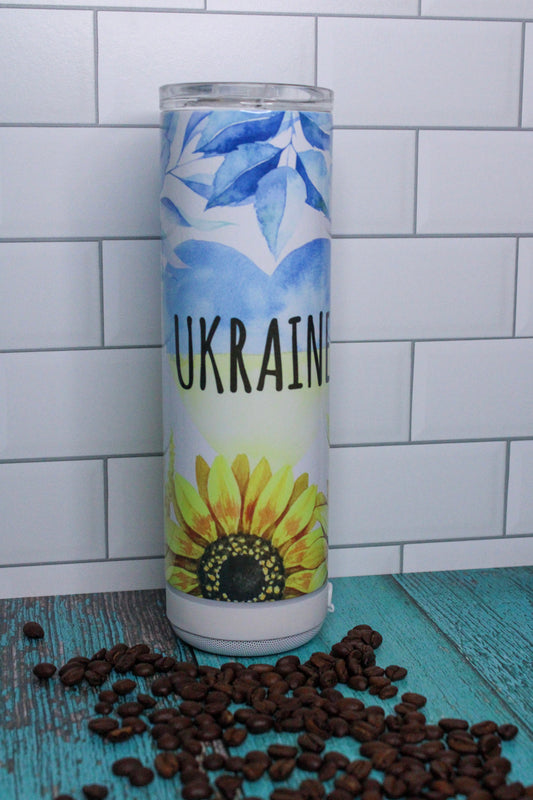 Ukraine with Sunflowers 20oz Bluetooth Speaker Tumbler