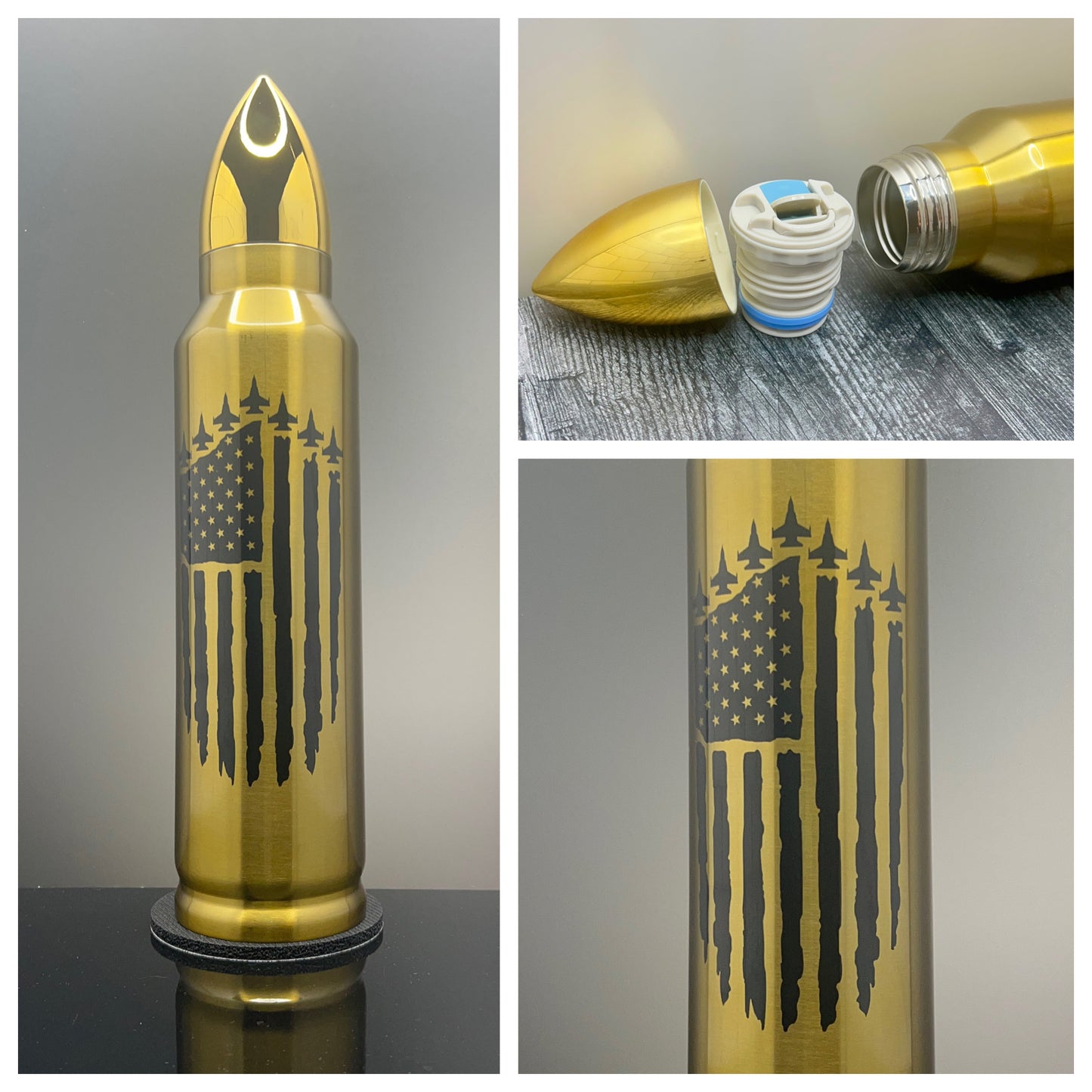American Flag with Fighter Jets 32oz Stainless Steel Bullet Tumbler