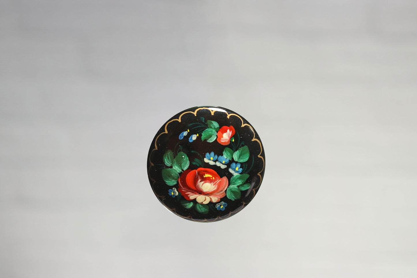 Brooch #06 Red Flower Surrounded by Greenery Flower Handcrafted in Ukraine