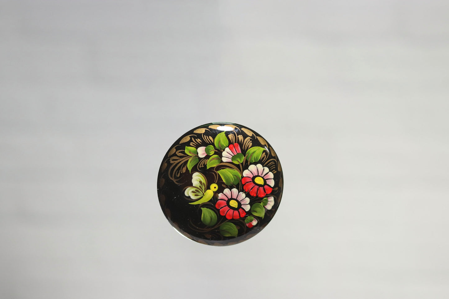 Brooch #08 Pink Flowers with Yellow Butterfly Handcrafted in Ukraine