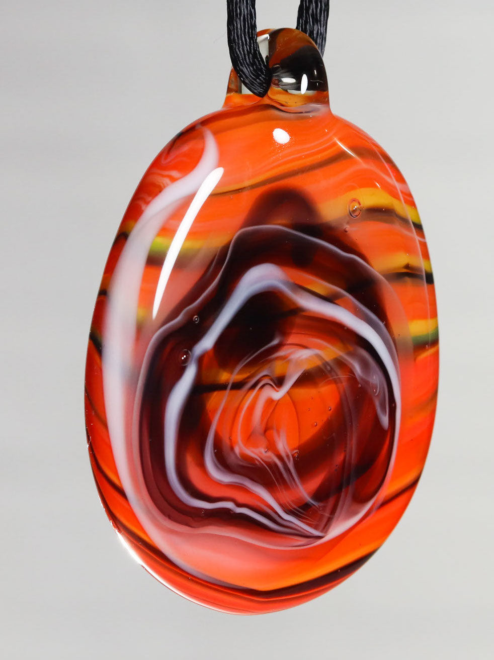 Glass Necklace #05 Orange with Black GN05-O-BK-Y-W