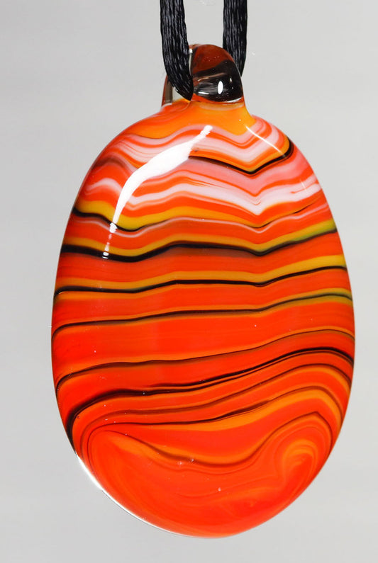 Glass Necklace #05 Orange with Black GN05-O-BK-Y-W