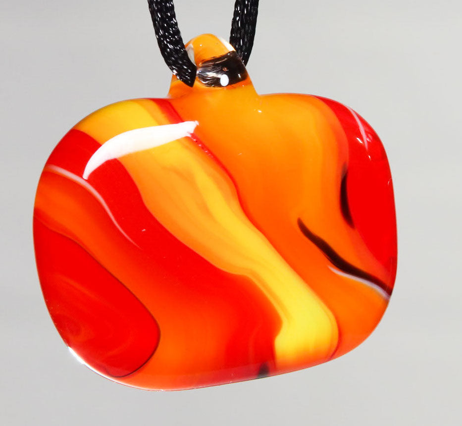 Glass Necklace #06 Red Orange Yellow GN06-O-BK-Y-W