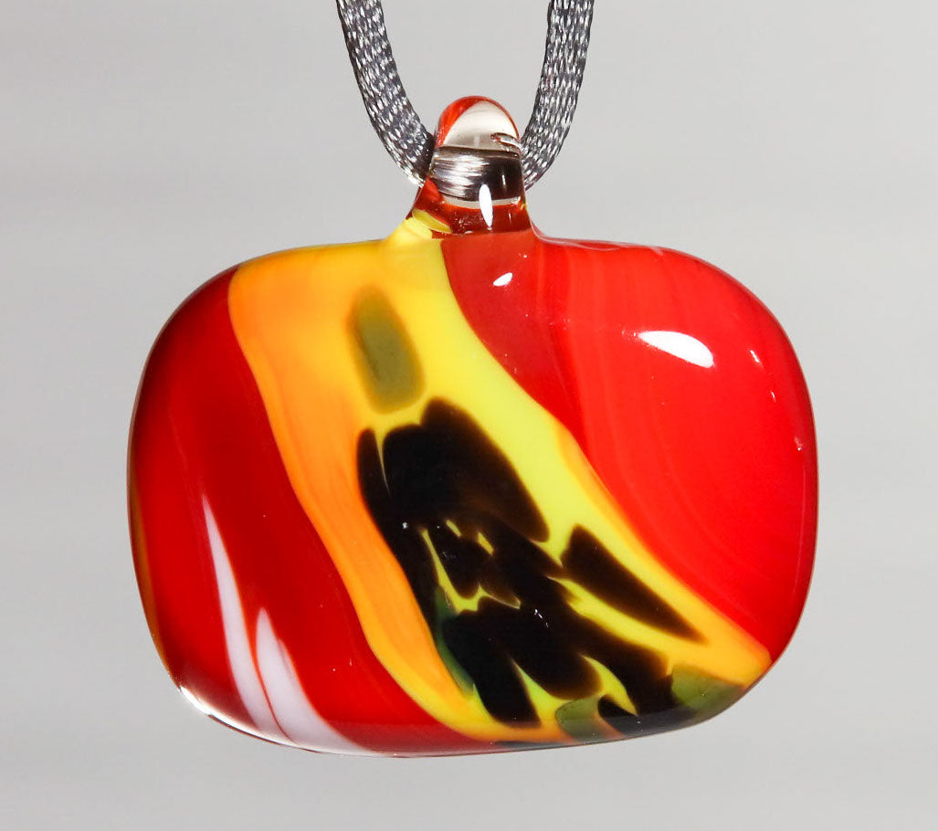 Glass Necklace #18 Red Yellow Black GN18-R-Y-W-BK