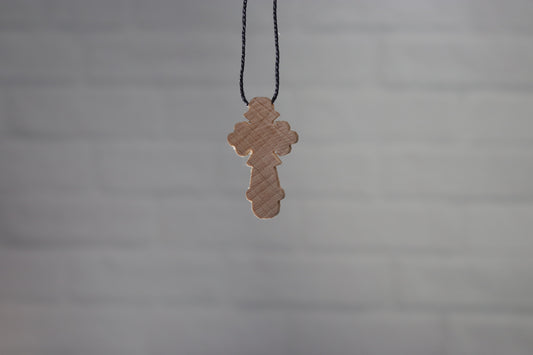 Wood Cross Necklace #02 WN02-TAN-CROSS