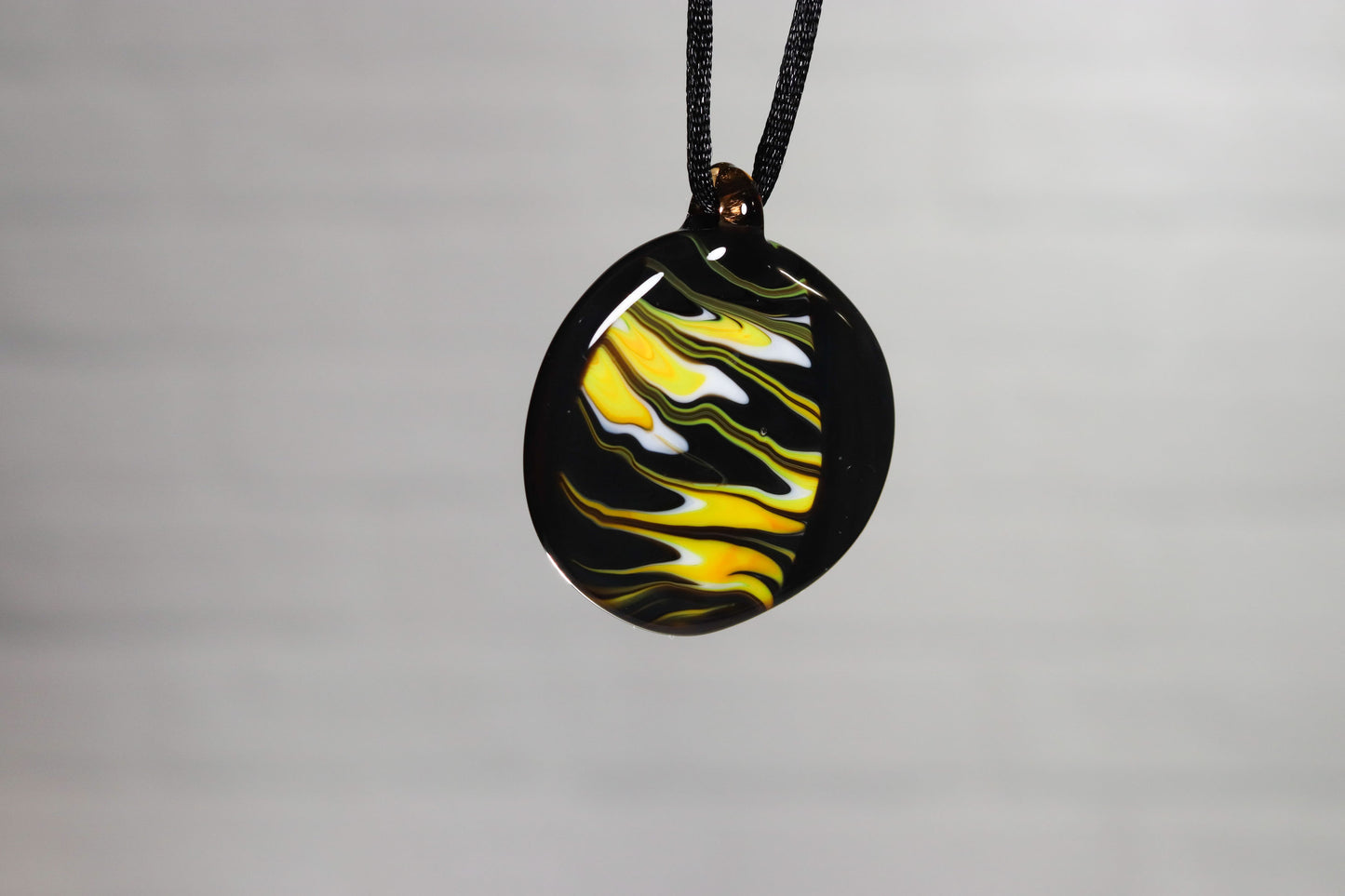 Glass Necklace #02 Black with Yellow White GN02-BK-Y-W