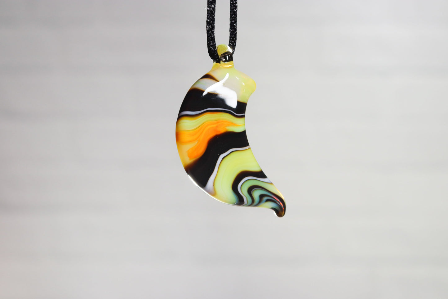 Glass Necklace #04 Moon Black with Yellow GN04-MOON-BK-Y-W