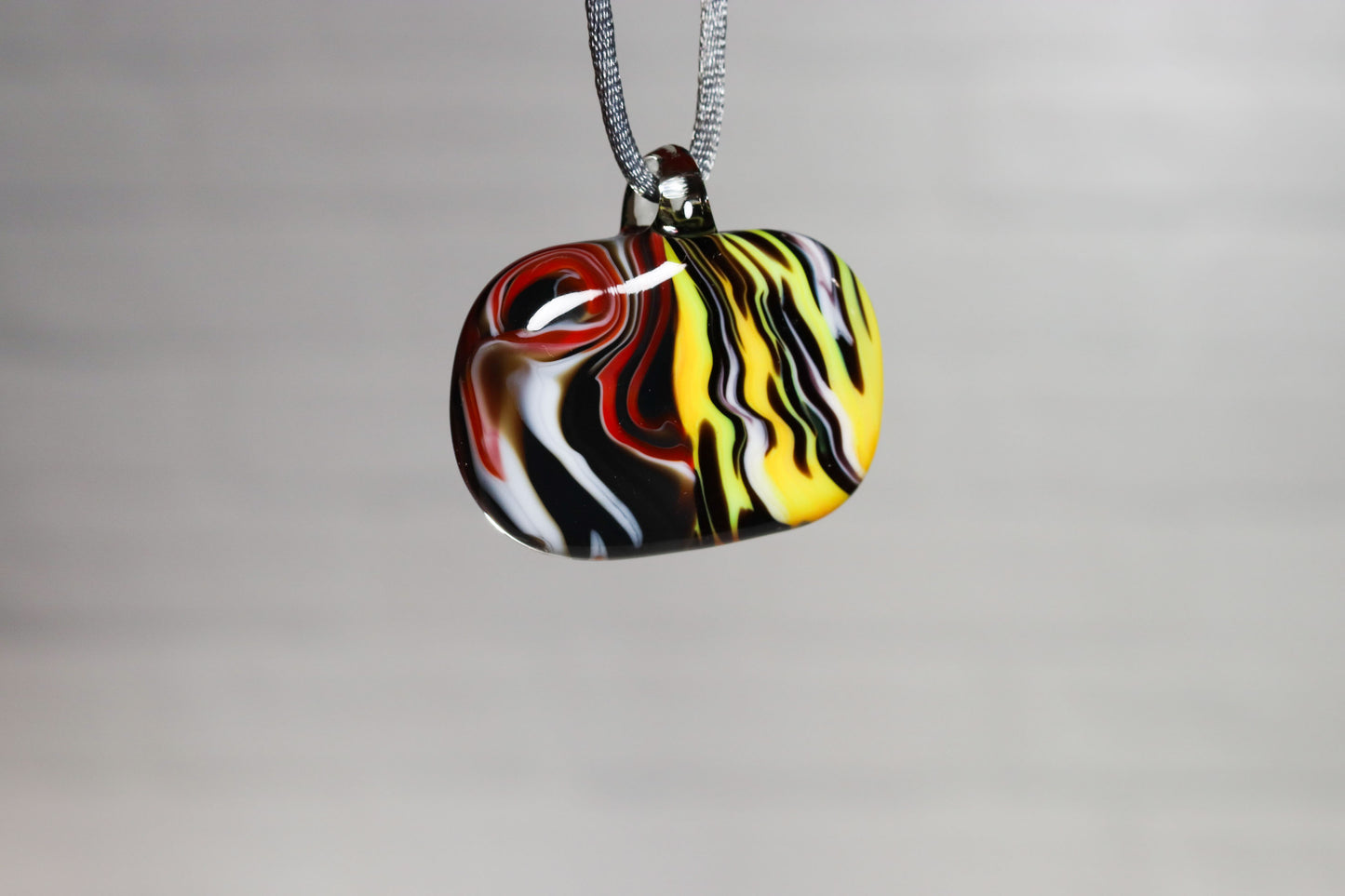 Glass Necklace #10 Black Yellow Red GN10-BK-R-Y-R-W
