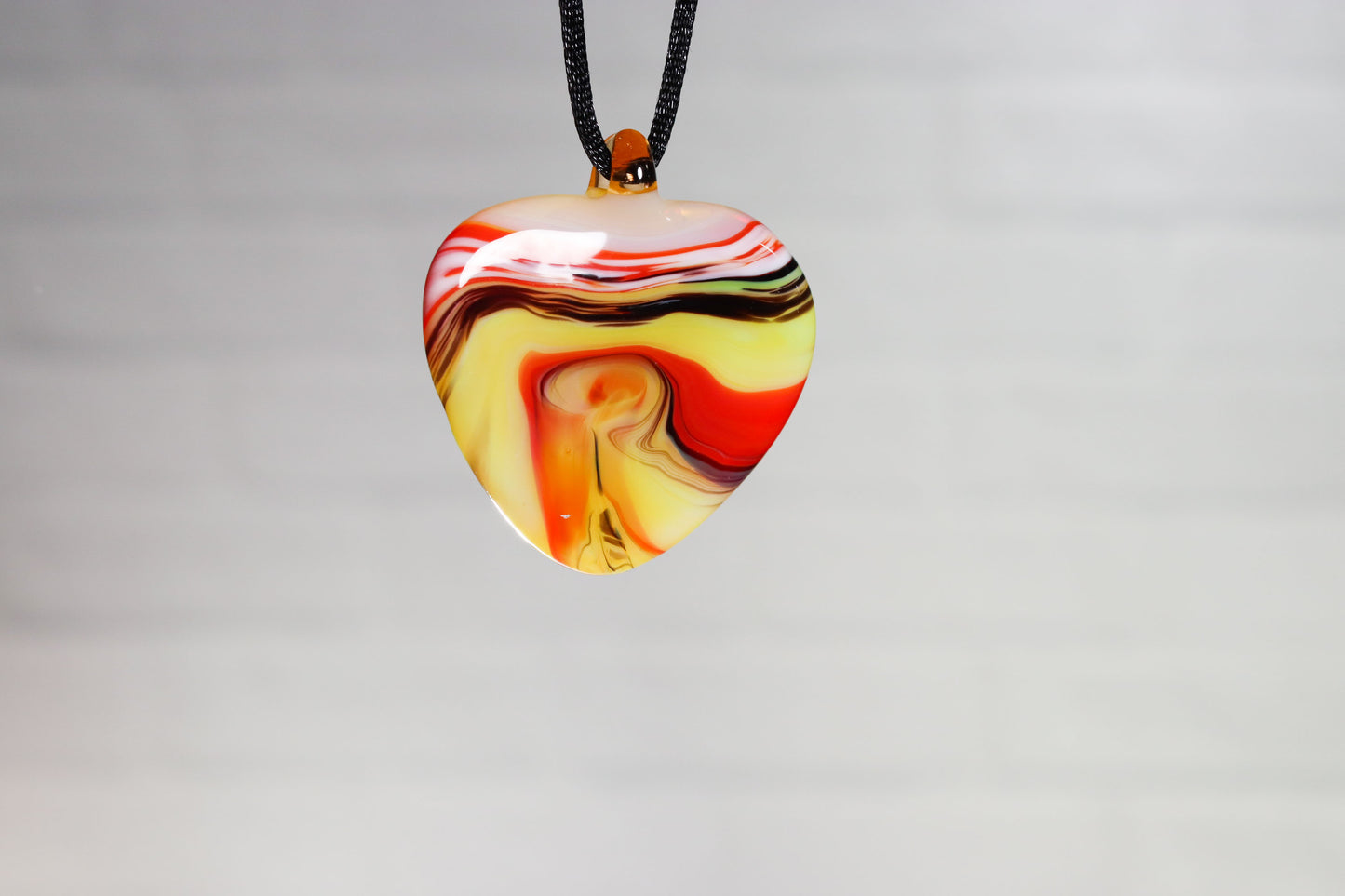 Glass Necklace #13 Red Yellow Black GN13-O-Y-W-BK