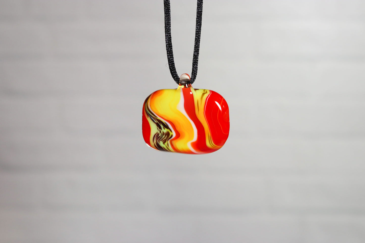 Glass Necklace #14 Red Yellow Black GN14-O-Y-W-BK
