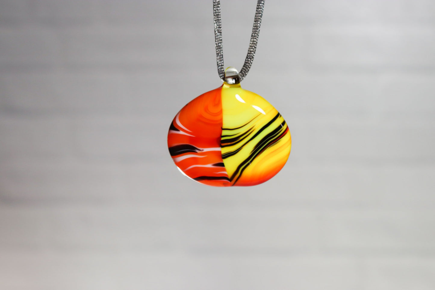 Glass Necklace #16 Orange Yellow Black GN16-O-Y-W-BK