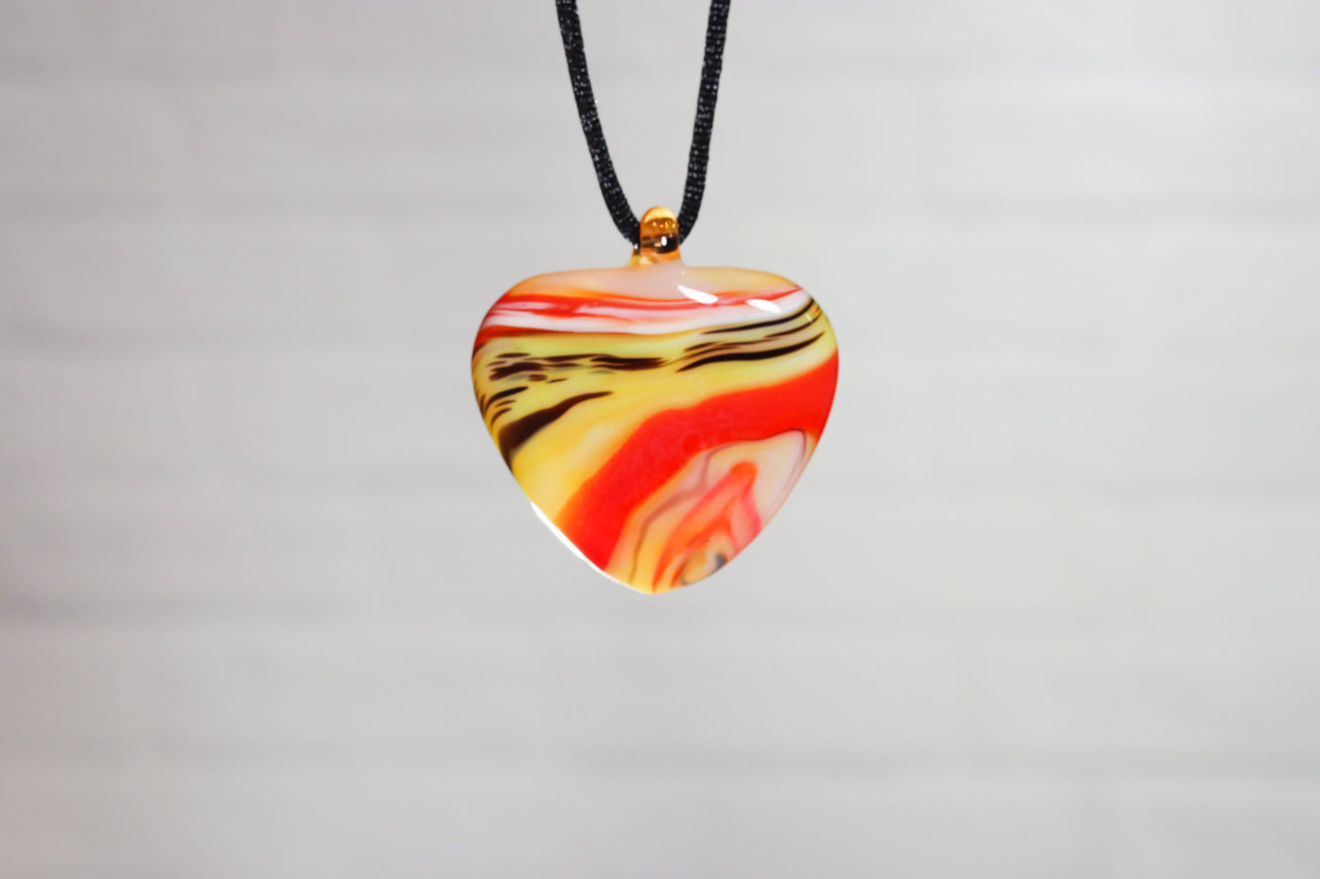 Glass Necklace #17 Red White Yellow Black GN17-O-Y-W-BK