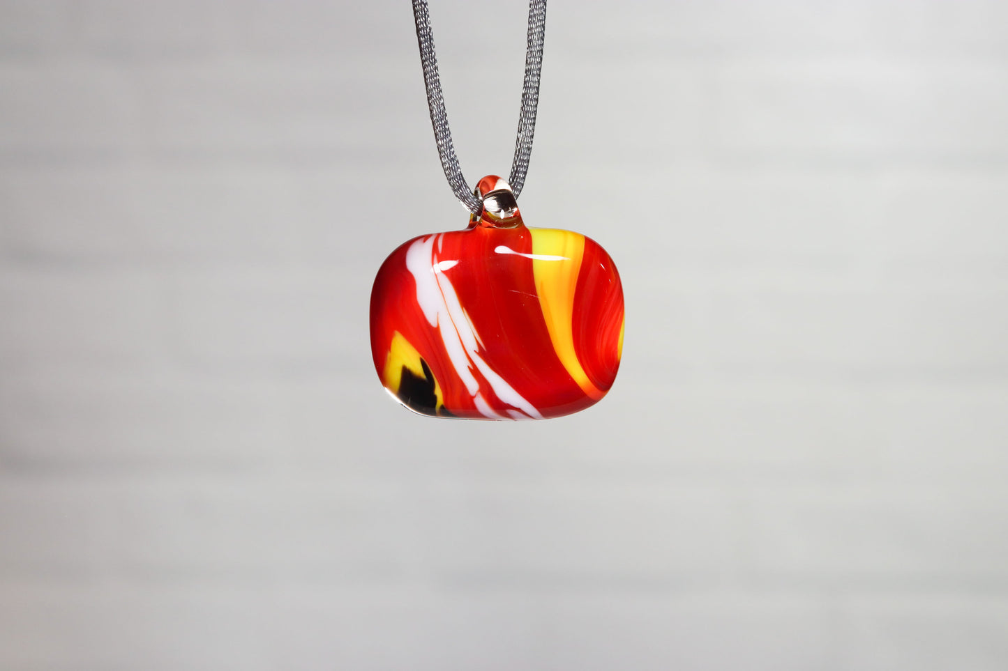 Glass Necklace #18 Red Yellow Black GN18-R-Y-W-BK