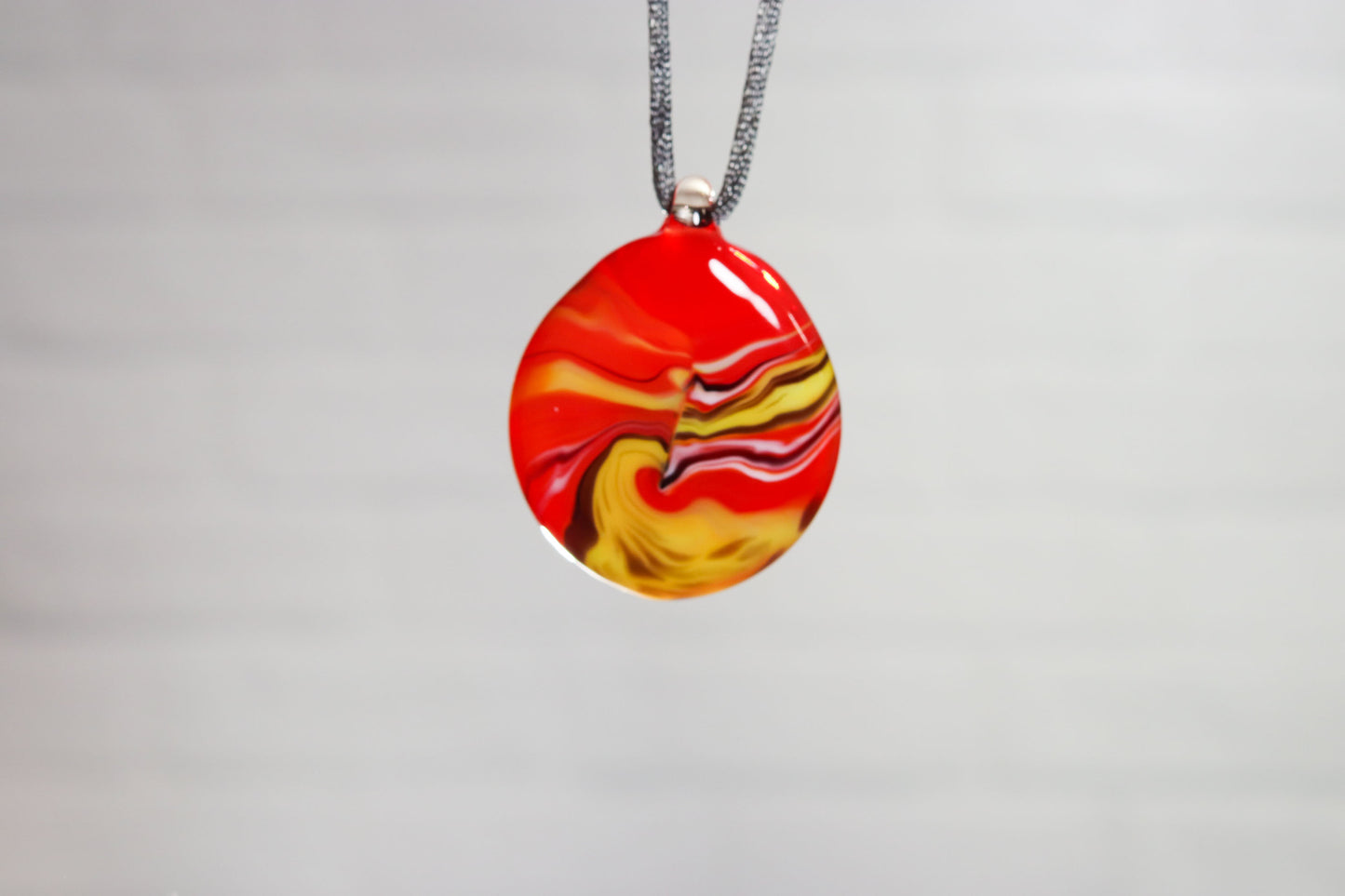 Glass Necklace #19 Red Yellow Black GN19-R-Y-W-BK