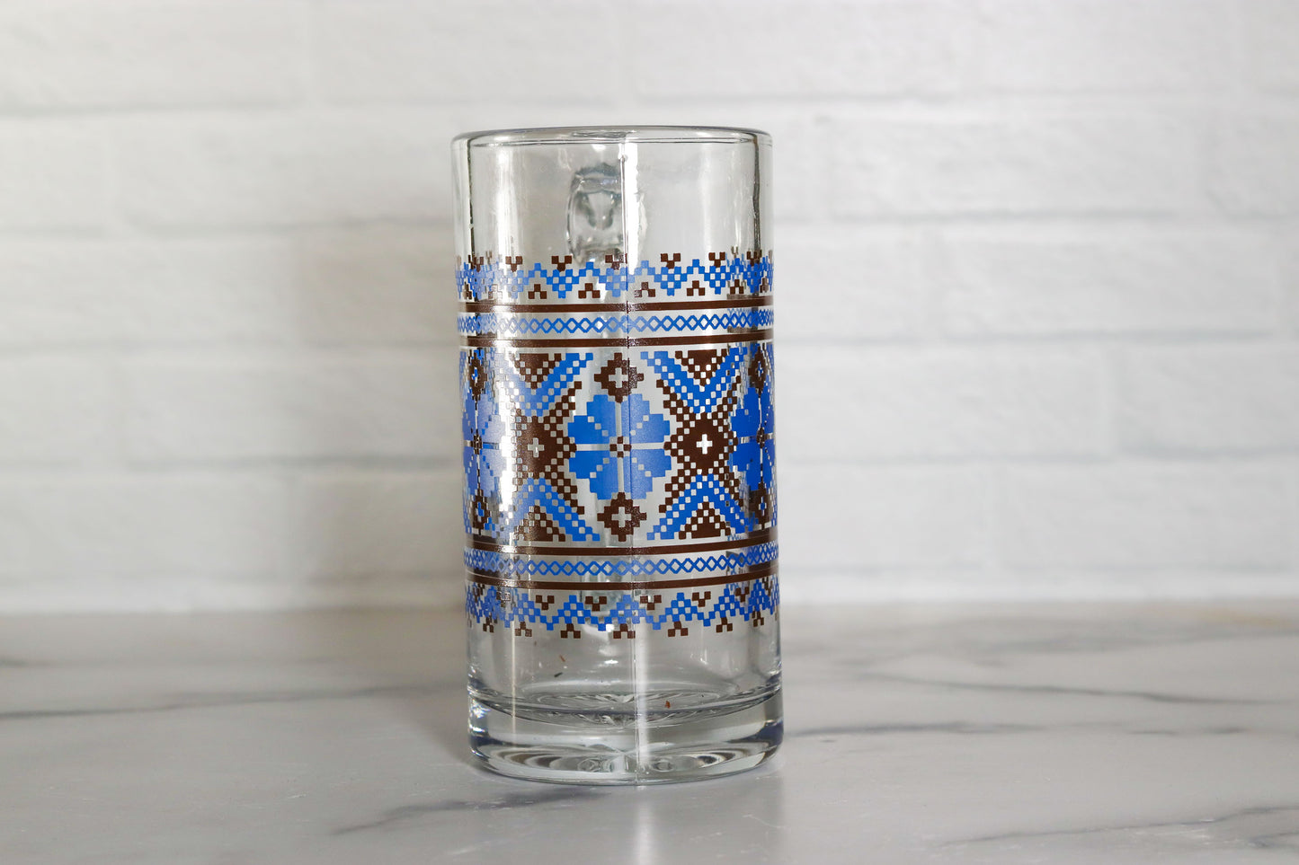 Tall Ukrainian Glass Mug - Handmade with Traditional Designs