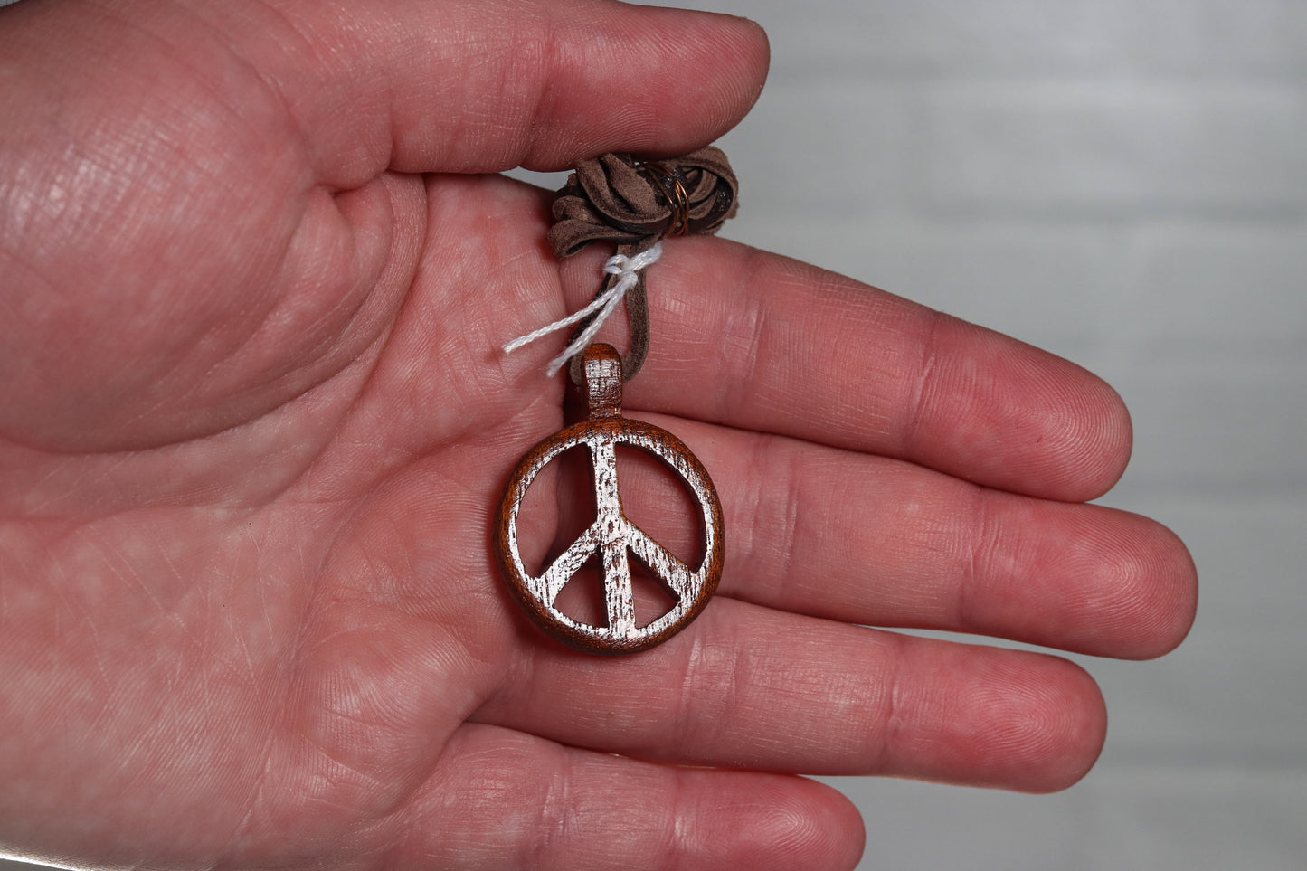 Wood Peace Necklace #01 WN06-BR-PEACE