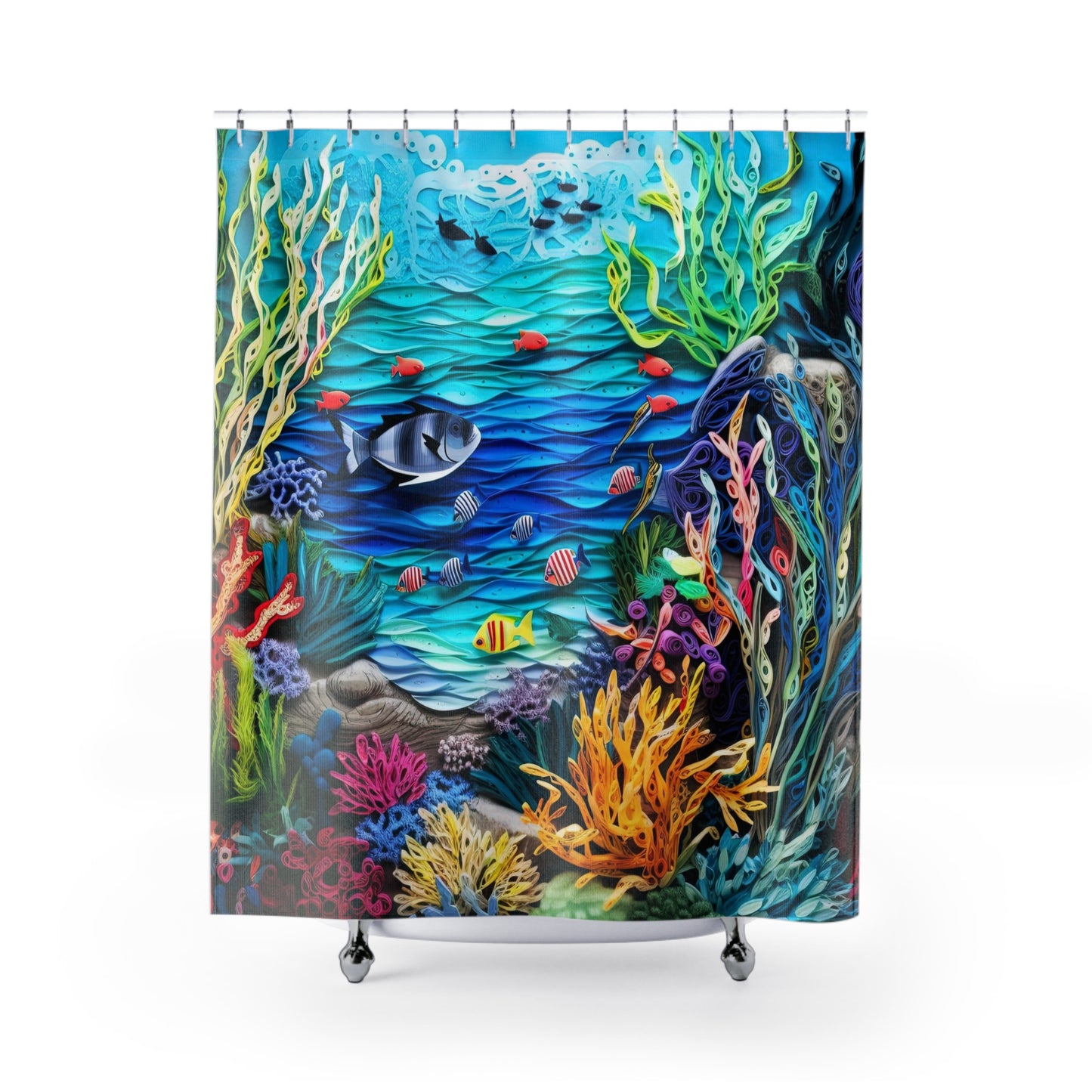 Paper Twill Sea Life Shower Curtains