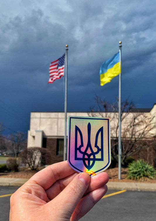 Holographic Ukrainian Tryzub Sticker Decal