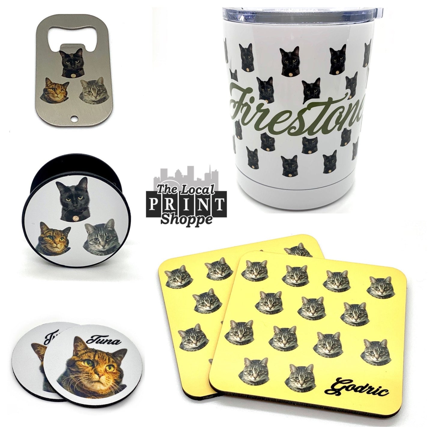 Custom Pet Face Rubber Drink Coaster set of 4