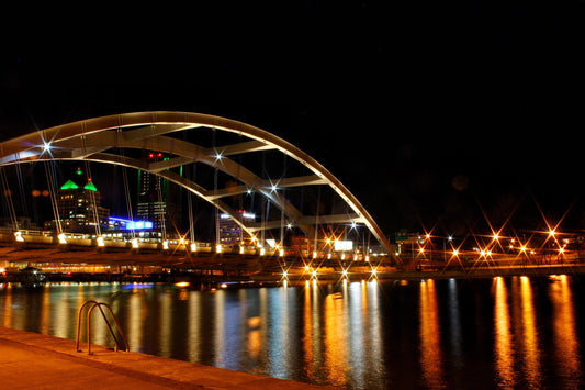 Rochester, NY Freddie Sue Bridge at Night Photo Print