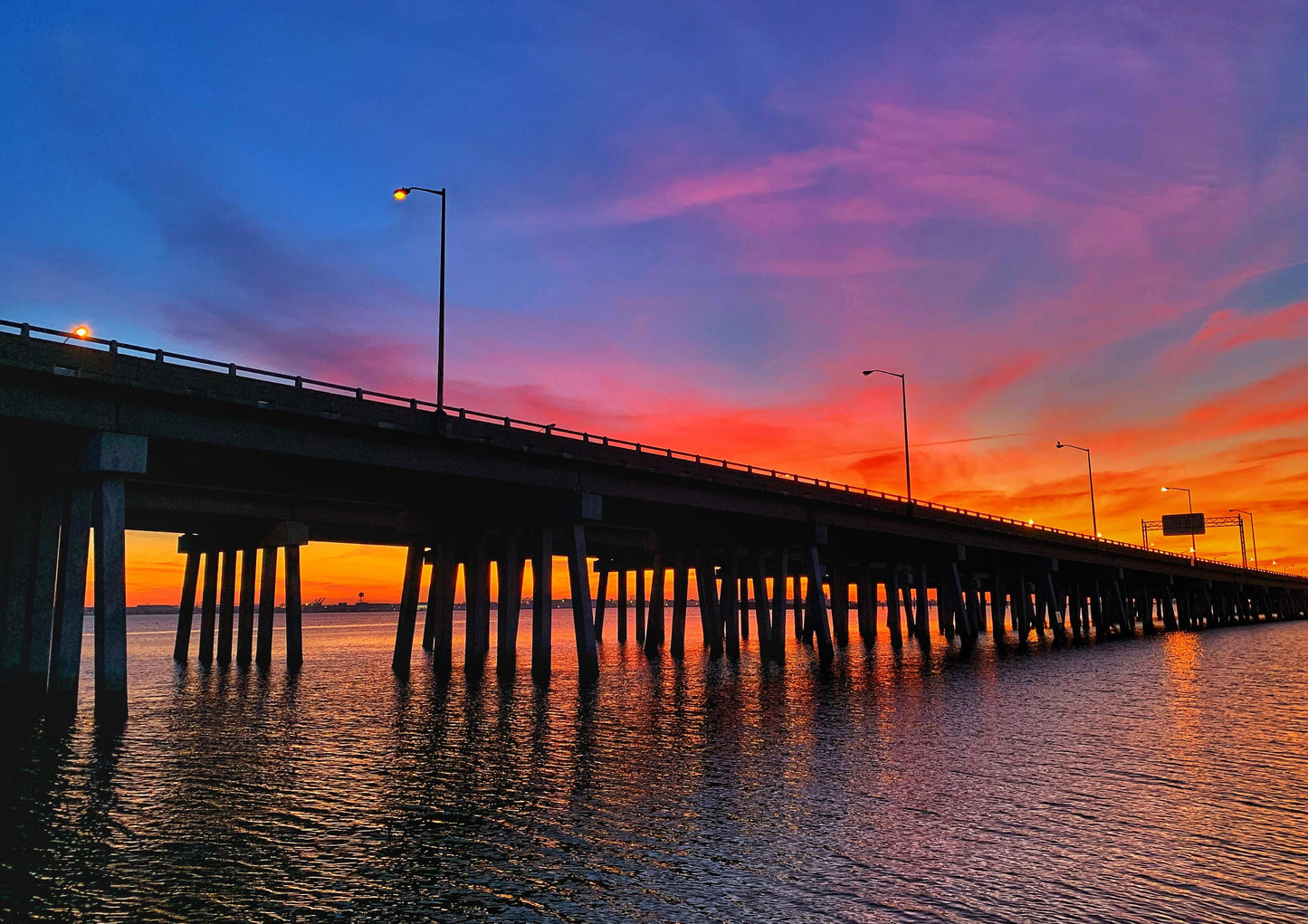 Sunset over Bridge, Norfolk, VA Photo Print