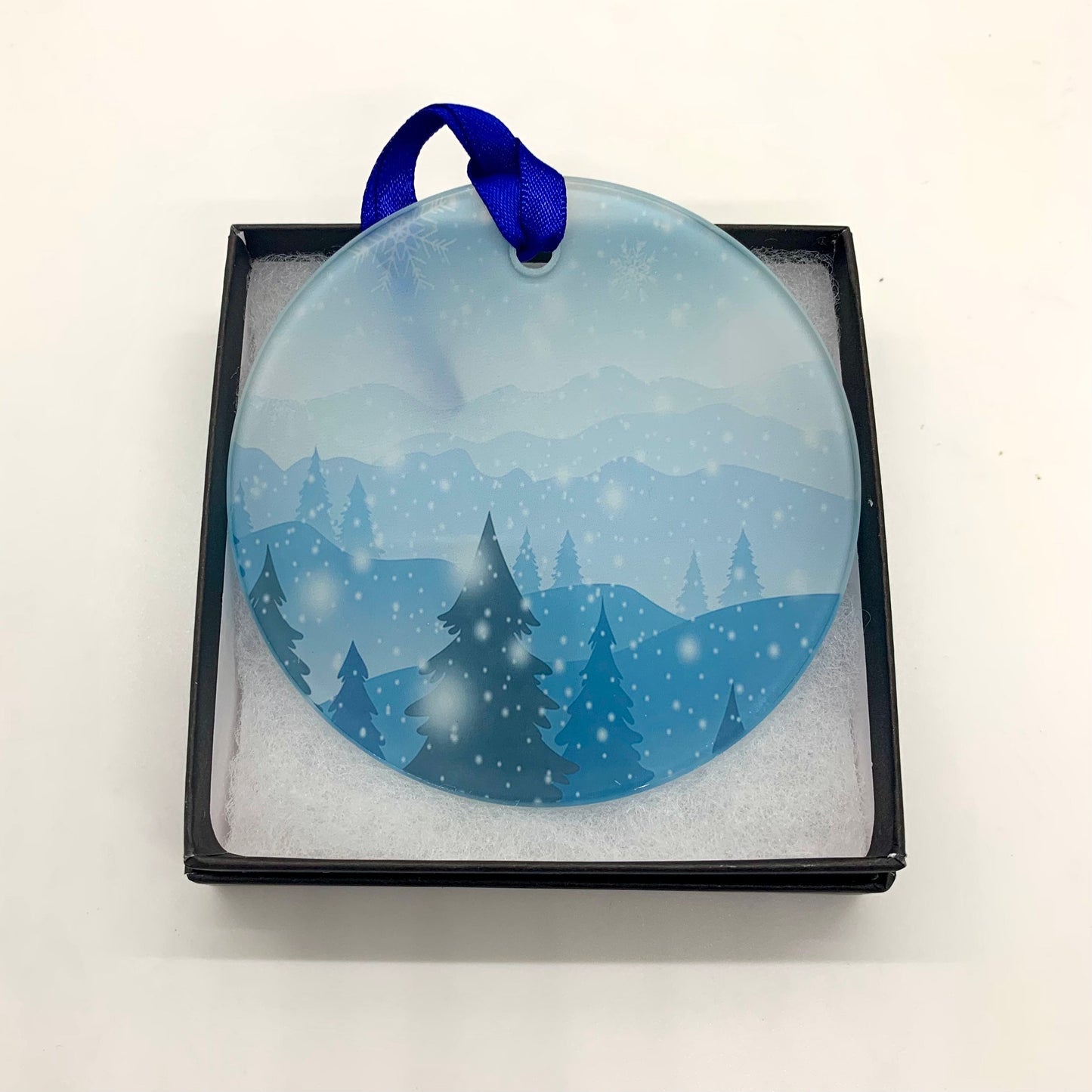 Snowy Tree Scene Glass Ornament / Suncatcher