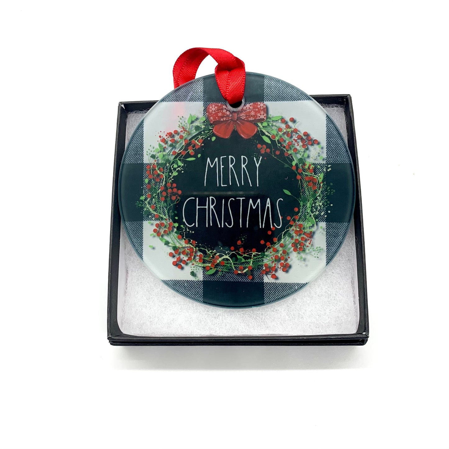 Merry Christmas Glass Ornament / Suncatcher